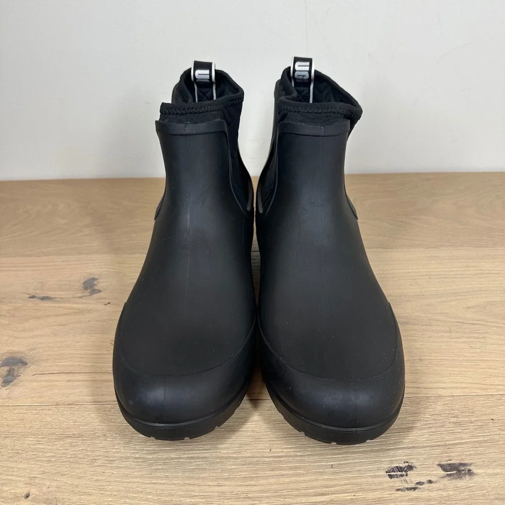 UGG Droplet Chelsea Rain Boots Mens 11 Black Waterproof Rubber Ankle Pull On
